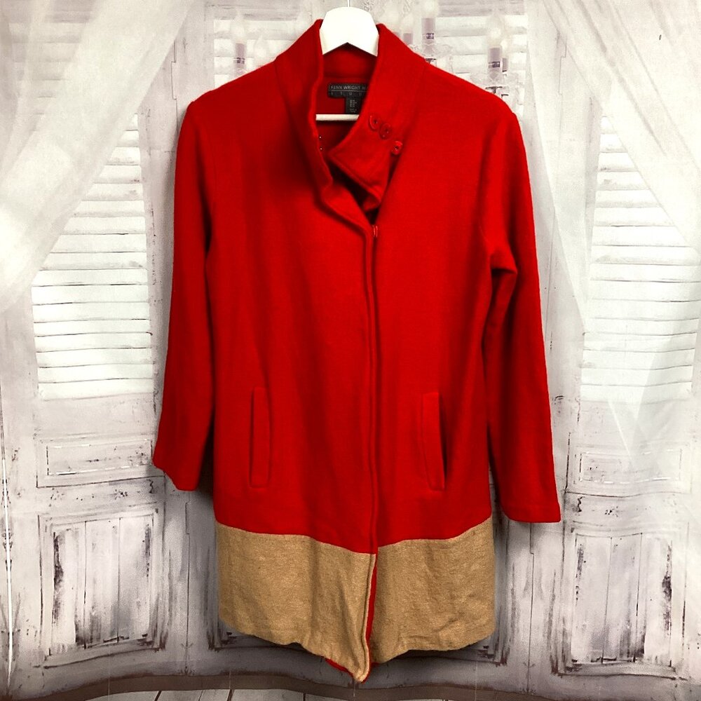 Fenn Wright Manson Studio Red Blazer Wool Color Block Medium